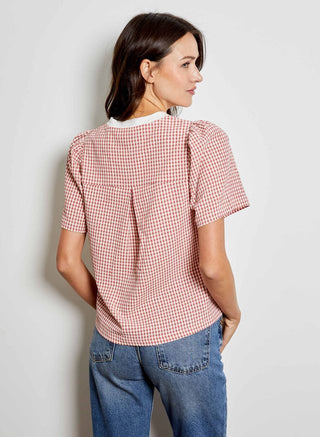 White/Pink Gingham Top