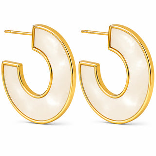 Dua Mother Of Pearl Medium Hoop Earring