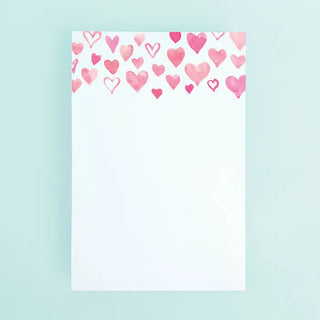 Pink Watercolor Hearts Notepad