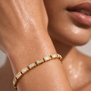 Monroe Baguette Bezel Tennis Chain Bracelet