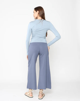 Ponte Knit Cropped Wide Leg Pant