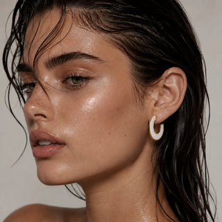 Dua Mother Of Pearl Medium Hoop Earring