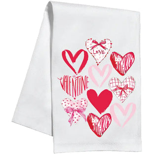 Red and Pink Hearts Tea Towel