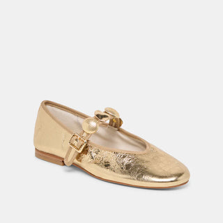 Relan Ballet Flats Gold Distressed Leather