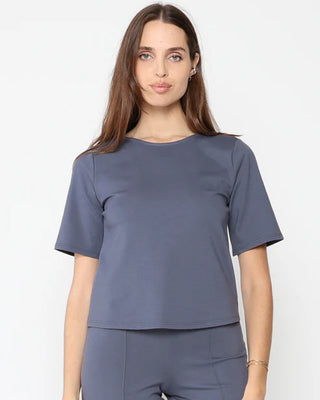 Ponte Knit Short Sleeve Top Extended
